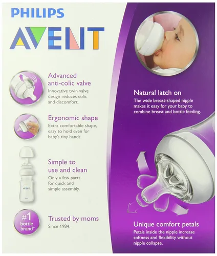Vista 3 de Philips AVENT Botella de polipropileno natural libre de BPA, 9 onzas, paquete de 2