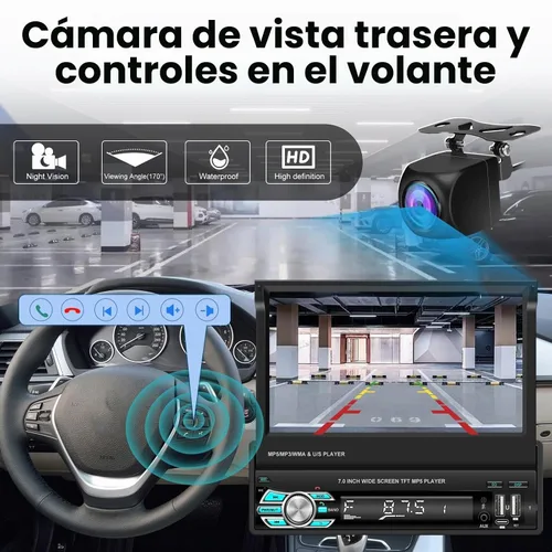 Vista 7 de Solo Din Flip Out Radio de coche con Carplay inalámbrico y Android Auto 7