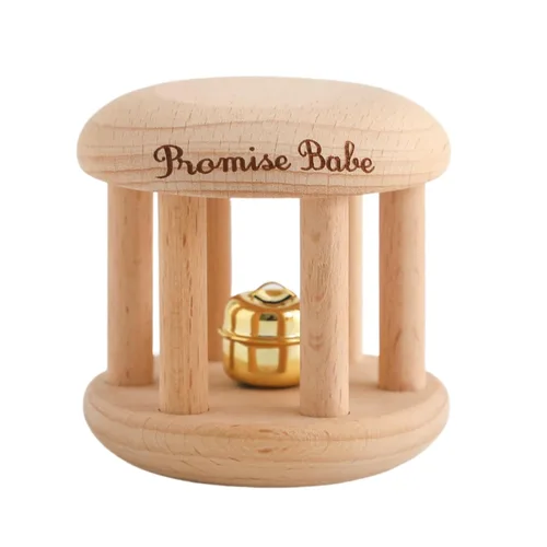 Promise Babe Gimnasio infantil Sonajero de madera orgánico Campanas de madera Sonajeros de enfermería Ducha Regalos Waldorf Juguetes