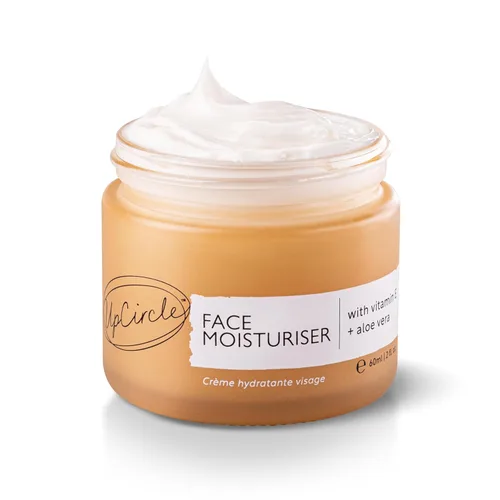 UPCIRCLE Hidratante facial con polvo de argán de 1.7 onzas, crema nutritiva de día, vitamina E, aloe vera, glicerina, karité + manteca de coco,