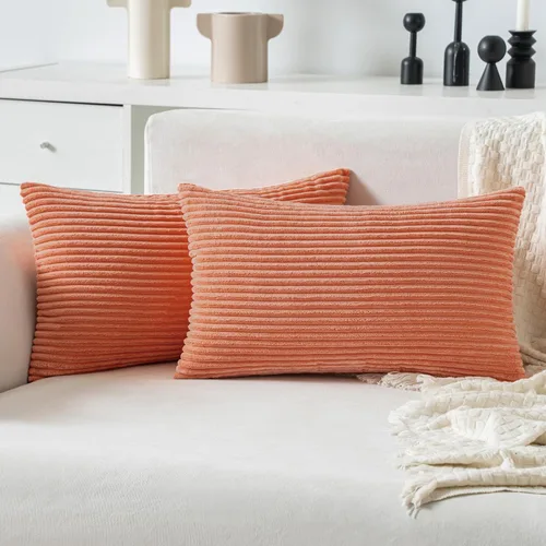 Vista 40 de MIULEE Juego de 2 fundas de almohada decorativas de pana suave y sólida, fundas de cojín cuadradas bohemias para sofá, silla, cama, sala de estar