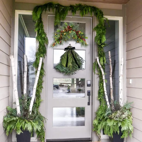 Vista 6 de DearHouse - Botín de Navidad artificial de 24 pulgadas, botín de buzón de Navidad con colección invernal de pino y luces LED para decoración