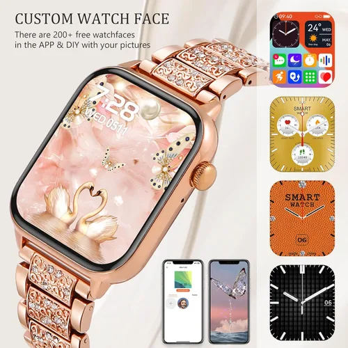 Vista 6 de Reloj inteligente para mujer, reloj inteligente de recepción de llamadas/marcación para teléfonos Android iOS, rastreador de actividad impermeable