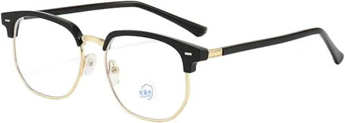 Vista 8 de Shiratori Nuevas gafas de moda vintage de medio marco semi sin montura con lentes transparentes