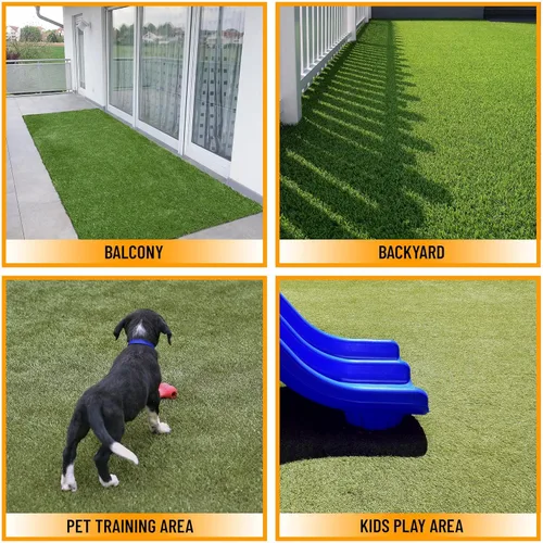 Vista 6 de Ottomanson Alfombra de Césped Artificial Falso de 2' x 2'7" - Césped Realista con Protección UV - Perforada para Fácil Drenaje - Alfombra Sintética