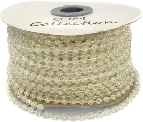 Vista 2 de Cadena de cuentas de plástico de perlas de imitación de 0.157 in, 24 yardas (AB blanco)