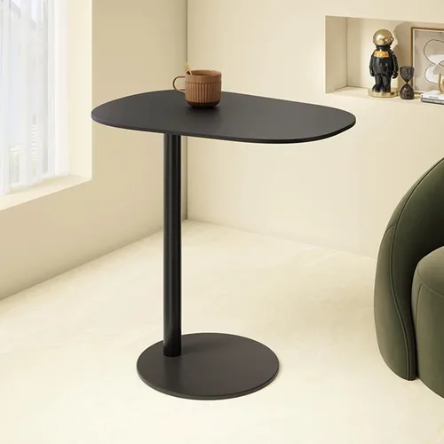 Vista 10 de Mesa auxiliar en forma de C, mesa auxiliar de hierro para espacio pequeño para sala de estar, dormitorio, baño, mesa comercial de tienda de té