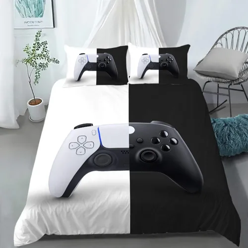Vista 15 de AILONEN - Ropa de cama con estampado de control de videojuegos, para niños, funda de edredón, supersuave y resistente a la decoloración, 3 piezas
