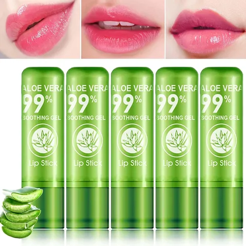 5 lápices labiales con aloe vera que cambia de color para mujeres, brillo labial hidratante de larga duración, bálsamo tintado, lápiz labial que