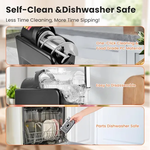 Vista 7 de Máquina de granizado para el hogar, no requiere hielo, 68 onzas, 6 modos preestablecidos, pantalla LED, función de limpieza automática