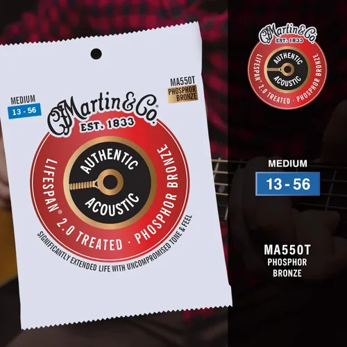 Vista 4 de Martin - Cuerdas de guitarra acústica, tratadas con Lifespan 2.0 para una larga vida útil (Bronce fósforo)