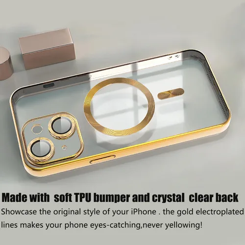 Vista 7 de Misscase Funda magnética compatible con iPhone 14 con purpurina y protector de lente de cámara, protección completa, compatible con MagSafe