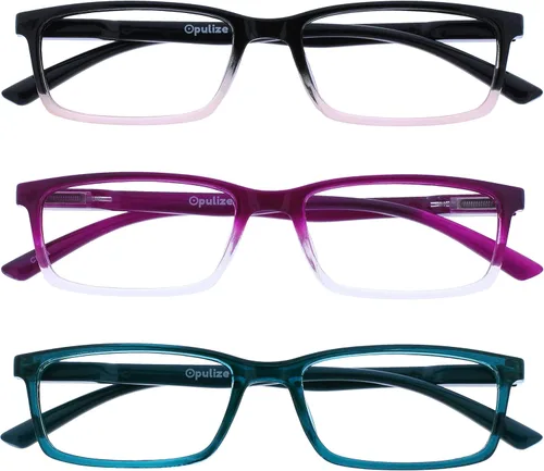 Vista 30 de OPULIZE SEE Reading Glasses with Blue Light Blocking for Women and Men, Narrow Frame, Spring Hinges, Computer Gaming Glasses