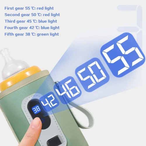 Vista 3 de Cubierta de aislamiento portátil para calentador de botellas, protector de calor de leche para bebés con ajuste de temperatura, calentador USB