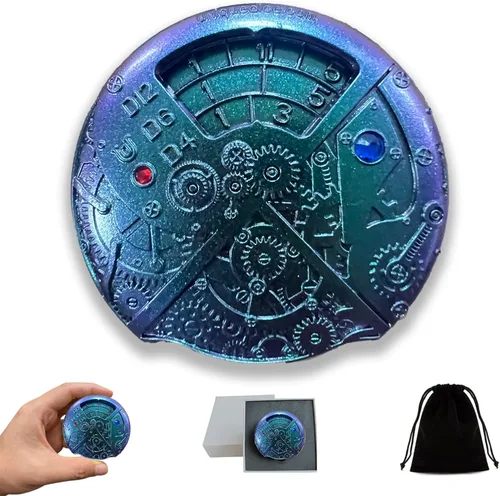 Vista 35 de Juego de dados de ruleta único de metal, mecánico, rodillo DND D & D, Steampunk Spinner D20 todo en uno D4 D6, D8, D10, D12 D100 para Dungeons and