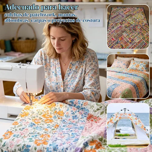 Vista 6 de 45 piezas de rollos de tela, tiras de tela precortadas para acolchar, tela de acolchado de algodón para manualidades de patchwork, algodón de tejido