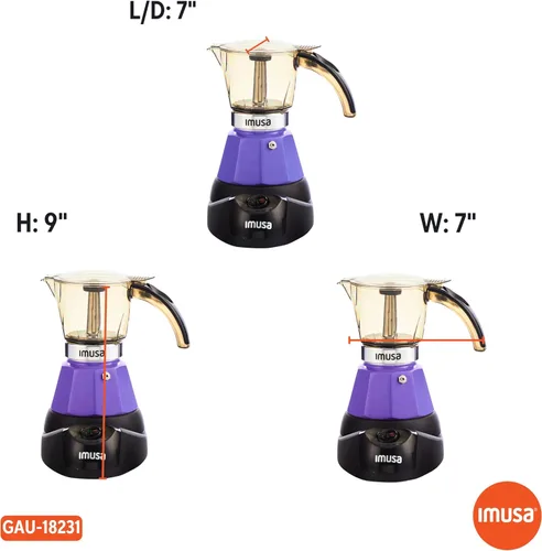 Vista 8 de IMUSA Cafetera Eléctrica de Espresso de 3 o 2 Tazas, Morado