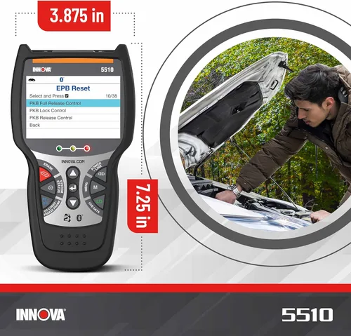 Vista 3 de INNOVA 5510 OBD2 Scanner, Scan Tool for ABS, All System Scanner, Caliper Service, Brake Pad Life, Read/Erase ABS/SRS Codes, Reset Oil Light, Live