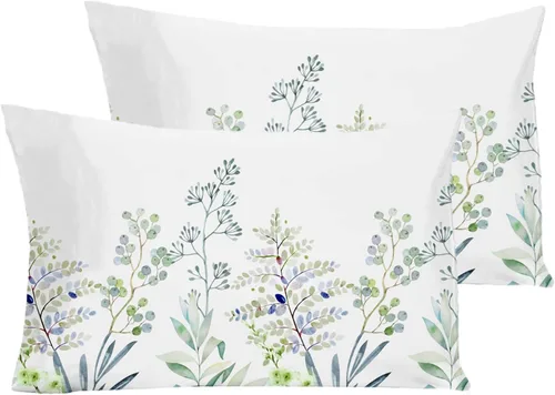 Vista 34 de YIYEA Juego de 2 fundas de almohada estándar de microfibra ultra suave de doble cepillado, fundas de almohada estándar, fundas de almohada florales