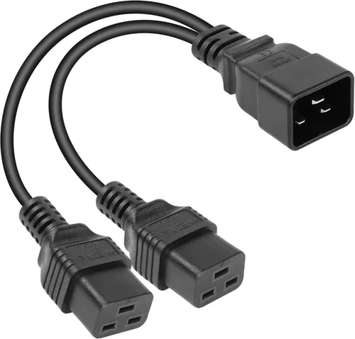 Vista 8 de SinLoon Cable de alimentación IEC 320 C20 a Dual C13, C20 macho a 2 x C13 Y Splitter Adapter Cable de alimentación (negro C20 a Dual C13)