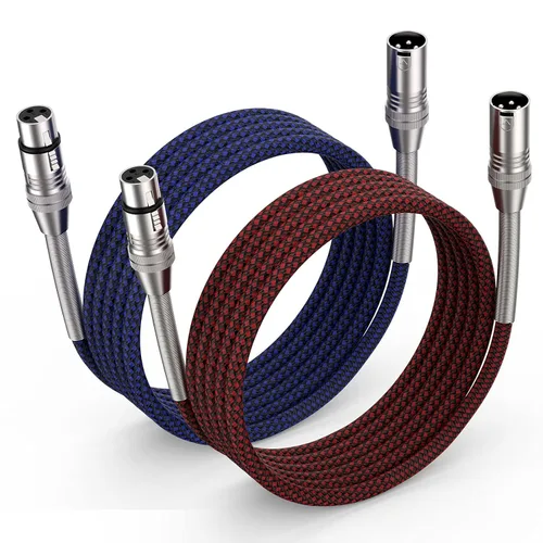 Vista 8 de XLR Cable 2 FT 10 Pack, Braided Mic Cable XLR Male to Female, Microphone Cable 3 Pin Balanced XLR Cable Compatible with Speakers, Microphones, Stage