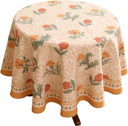 Vista 33 de [Usado] patdrea Mantel largo de lino de diseño verde para mesa rectangular, mantel vintage transpirable con patrón de frutas amarillas, funda