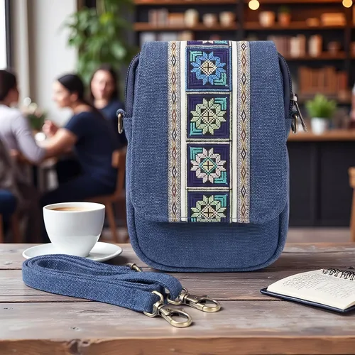 Vista 6 de Goodhan Bolsa cruzada de lona bordada para teléfono celular, monedero para mujer