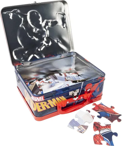 Vista 3 de Marvel Spiderman - Rompecabezas de 48 piezas en lata, rojo, azul, blanco