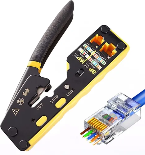 Vista 3 de Kit de herramientas de red Gaobige, kit de herramienta de engaste RJ45 Engaste a través de Crimpador Cat6 Cat5 Cat5e Herramienta de crimpado