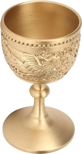 Vista 4 de Honio Copa de oro, diseño en relieve retro elegante copa de vino de latón para banquete