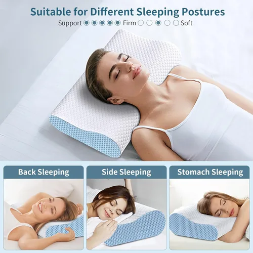 Vista 6 de Neck Pillow Contour Memory Foam Pillows for Sleeping, Ergonomic Pillow for Neck and Shoulder Pain, Orthopedic Cervical Pillow Bed Pillow for Side