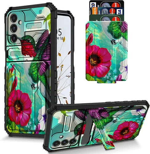 Vista 8 de Funda para Samsung S21 Ultra 5G con función atril - Funda de doble capa de policarbonato duro de TPU suave con tarjetero resistente a prueba de 380