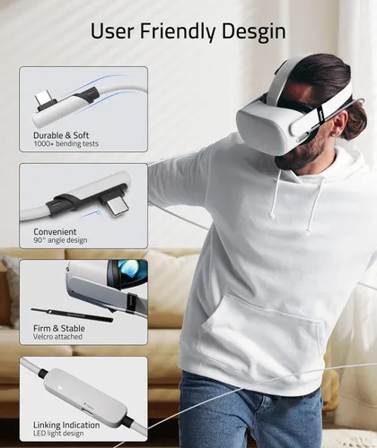 Vista 5 de Syntech Cable de enlace de carga de 16 pies y cable de enlace estándar de 16 pies compatible con OculusMeta Quest 21