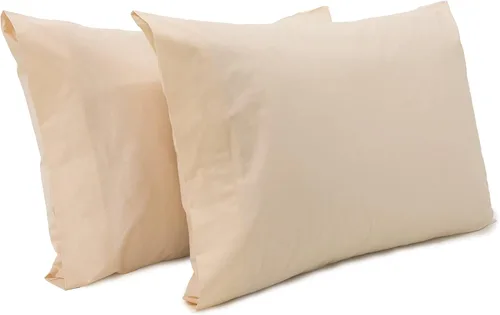 Vista 2 de Superity Linen Fundas de almohada de tamaño estándar, cerramiento abierto, paquete de 2, 100% algodón suave y cómodo, color crema
