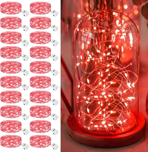 Vista 11 de Paquete de 6 Luces de Hadas a Pilas - 7 pies 20 Luces LED Parpadeantes 3 Modos, Mini Luces de Cadena a Granel Impermeables para Frascos Mason