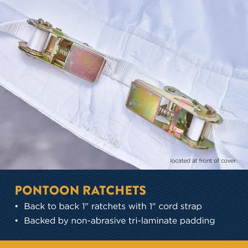 Vista 8 de Transhield Funda para barco pontón, funda de almacenamiento de pontón de 16 pies, resistente, impermeable y reutilizable, cuerda perimetral