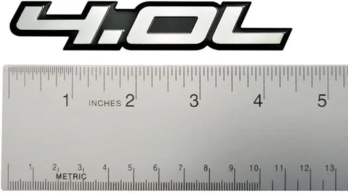 Vista 2 de Placa de identificación para emblema de automóvil de aluminio real altamente pulido, de 4.0 litros, plata sobre negro, compatible con Chrysler Dodge
