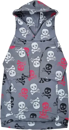 Vista 6 de Kotomoda Sudadera con capucha de gato en gris 100% algodón para gatos Sphynx y desnudos (pequeño)