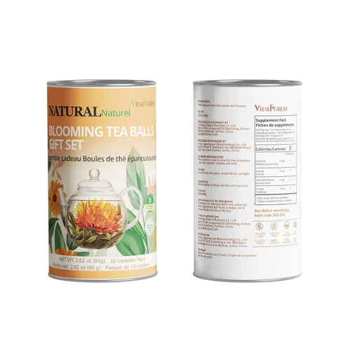 Vista 9 de Juego de regalo de té floreciente, 10 variedades únicas de bolas de té floreciente, VitalForest Envase individual hecho a mano de té verde
