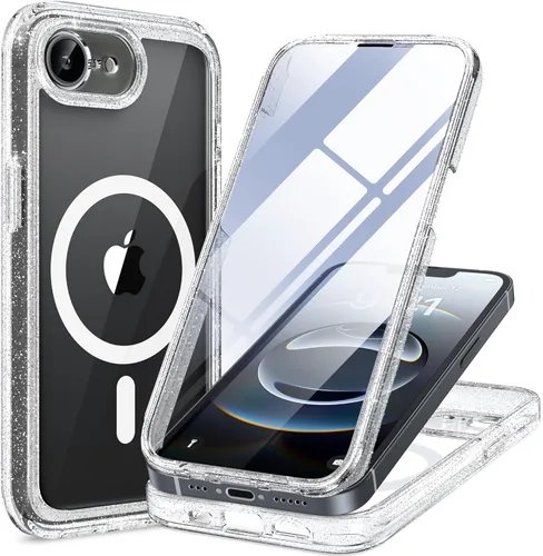 Vista 18 de Miracase Glass Series - Funda transparente para iPhone 14 Pro Max de 6.7 pulgadas, antigolpes, cuerpo completo, protector de pantalla de vidrio