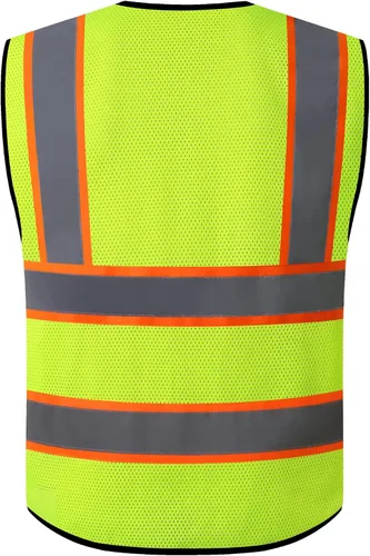 Vista 2 de ASIPHITU Chaleco de seguridad reflectante para hombres y mujeres, chaleco de construcción cumple con la norma ANSIISEA