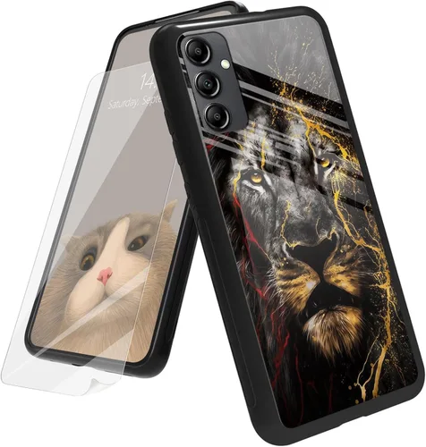 Vista 58 de Funda para Samsung Galaxy A12 5G con protector de pantalla, parte trasera de vidrio templado + TPU de silicona suave que absorbe los golpes