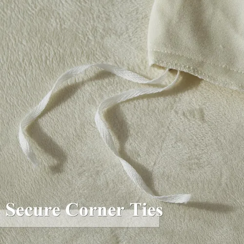 Vista 6 de Ivellow Juego de funda de edredón de terciopelo, funda de edredón beige, tamaño Queen, 3 piezas, ultra suave, transpirable, funda de edredón