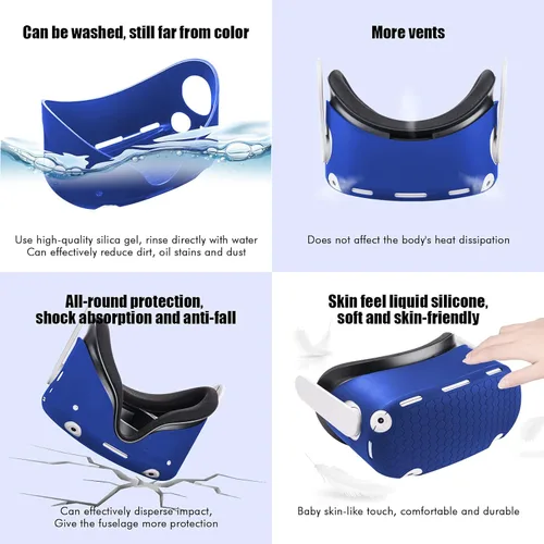 Vista 5 de for Oculus Quest 2 Accessories Quest 2 VR Silicone face Cover VR Shell CoverQuest 2 Touch Controller Grip CoverProtective Lens CoverDisposable Eye