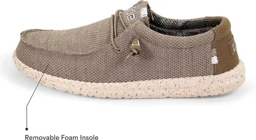 Vista 3 de Hey Dude Wally Sox Slate - Mocasines con cordones para hombre, cómodos y ligeros, Camello