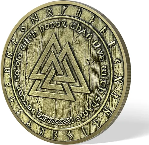 Vista 5 de AtSKnSK Símbolo vikingo Valknut Odín Moneda