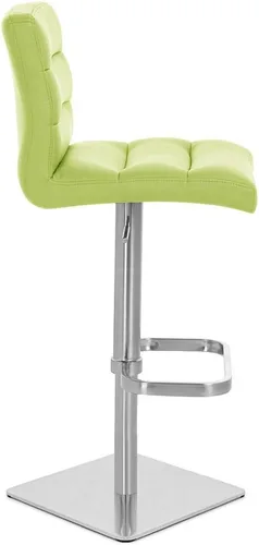 Vista 21 de ZURI Taburete de bar moderno de altura ajustable marrón exuberante con base plana redonda cepillada