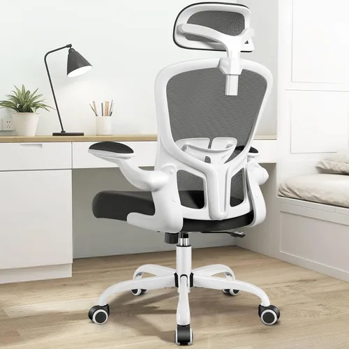 Vista 16 de FelixKing Silla de oficina ergonómica con reposacabezas, computadora de respaldo alto con soporte lumbar ajustable y ruedas, giratoria ejecutiva