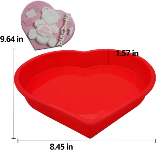Vista 2 de Molde grande de silicona para tartas de forma de corazón, molde de chocolate de fácil liberación, bandejas para tartas para el día de San Valentín