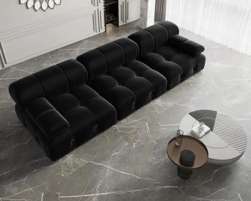 Vista 103 de Sofá modular moderno de terciopelo, sofá modular minimalista en forma de U de 6 plazas con 2 otomanas para sala de estar, oficina, apartamento